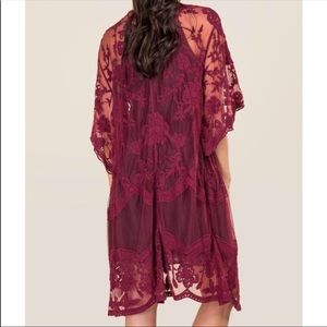 Maroon lace kimono